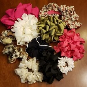 Hair Scruncies and Combs Assorted Colors and Size Bundle of 10
